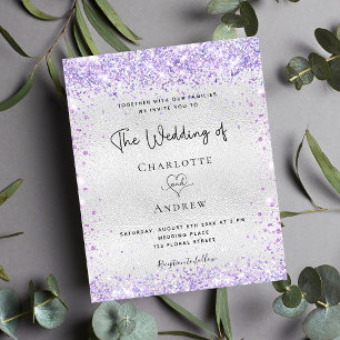 Faire-part de mariage de parties scintillant viole