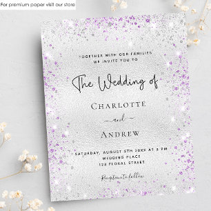Faire-part de mariage de parties scintillant viole