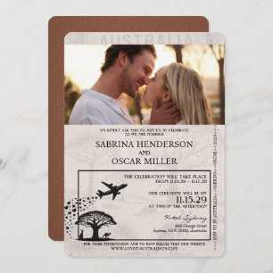 Faire-part de mariage de passeport Australie Brown