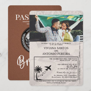 Faire-part de mariage de passeport Brown Brésil