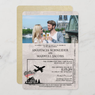 Faire-part de mariage de passeport Champagne Allem