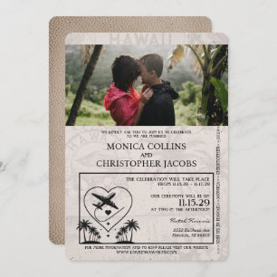 Faire-part de mariage de passeport de Beige Hawaii