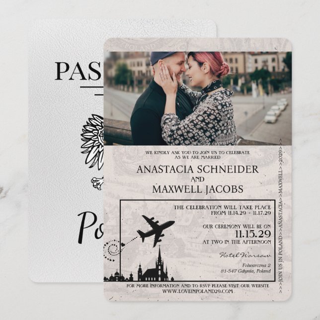 Faire-part de mariage de passeport de la Pologne b (Devant / Derrière)