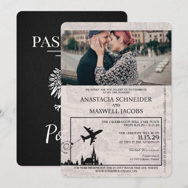Faire-part de mariage de passeport de la Pologne n (Devant / Derrière)