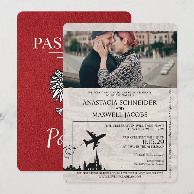 Faire-part de mariage de passeport de la Pologne r (Devant / Derrière)