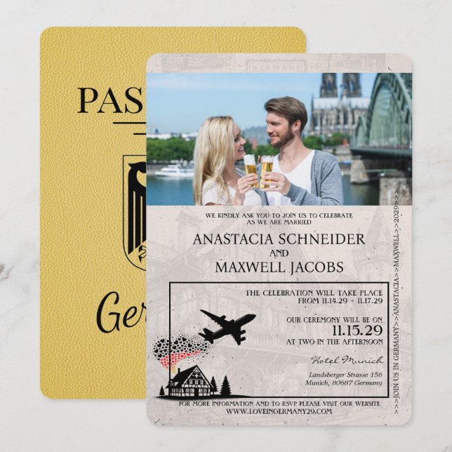 Faire-part de mariage de passeport de l'Allemagne  (Devant / Derrière)