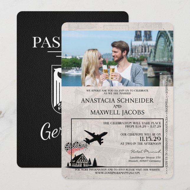 Faire-part de mariage de passeport de l'Allemagne  (Devant / Derrière)