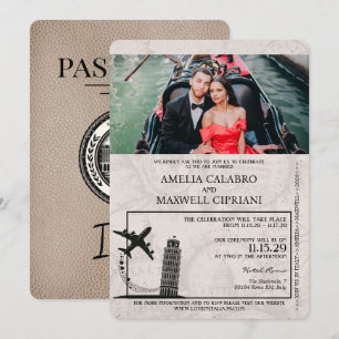 Faire-part de mariage de passeport de l'Italie bei