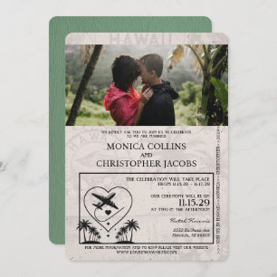 Faire-part de mariage de passeport de Sage Green H