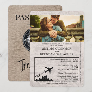 Faire-part de mariage de passeport d'Irlande beige