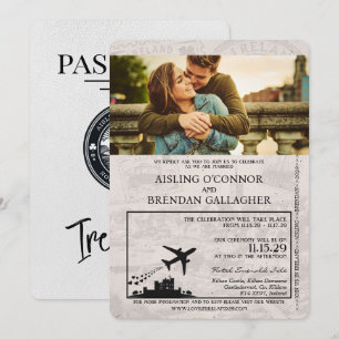 Faire-part de mariage de passeport d'Irlande blanc
