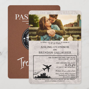 Faire-part de mariage de passeport d'Irlande Brown