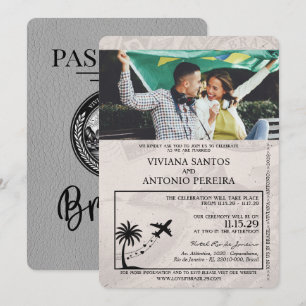 Faire-part de mariage de passeport du Brésil gris