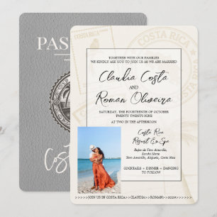 Faire-part de mariage de passeport gris Costa Rica