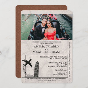 Faire-part de mariage de passeport Italie Brown