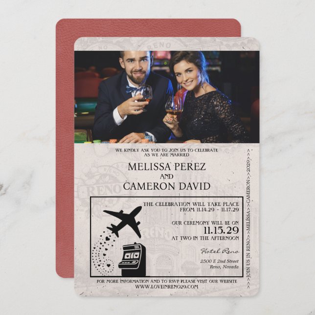 Faire-part de mariage de passeport Reno de Bourgog (Devant / Derrière)