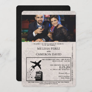 Faire-part de mariage de passeport Reno noir