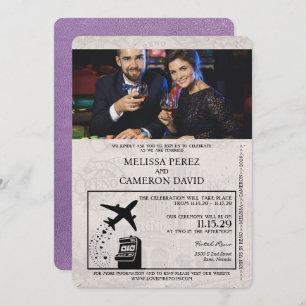 Faire-part de mariage de passeport Reno violet Lav