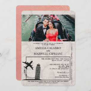 Faire-part de mariage de passeport rose Gold Itali