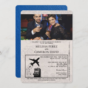 Faire-part de mariage de passeport Royal Blue Reno