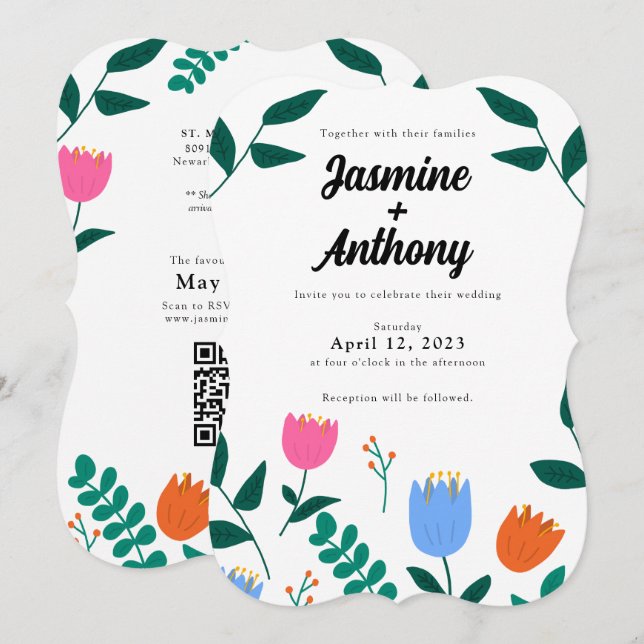 Faire-part de mariage de patchs Spring Breeze (Devant / Derrière)