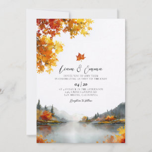 Faire-part de mariage de paysage d'automne