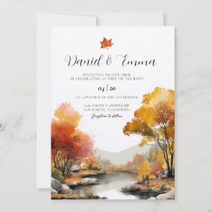 Faire-part de mariage de paysage d'automne