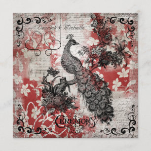 Faire-part de mariage de Peacock de la Flore rouge