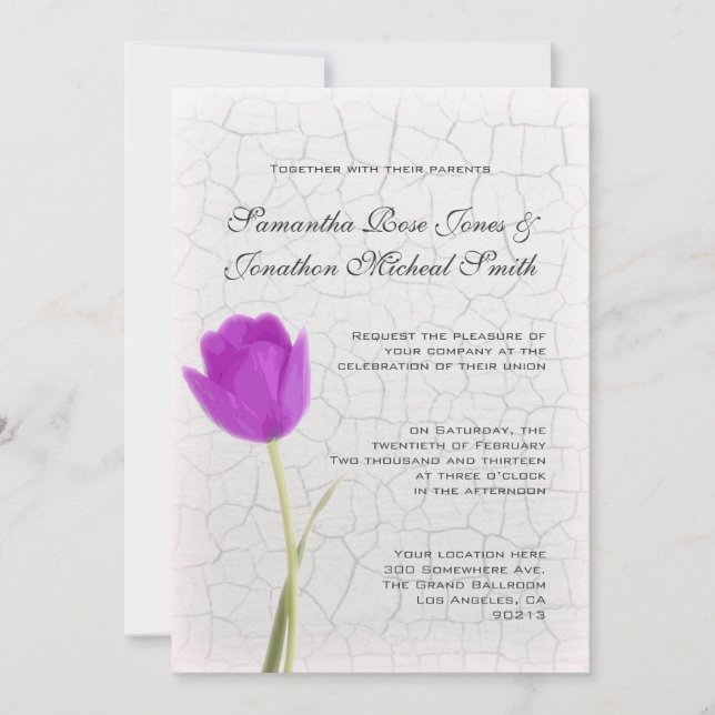 Faire-part de mariage de peinture de tulipe (Devant)