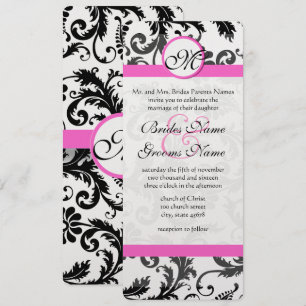 Faire-part de mariage de perles de Damas florales 