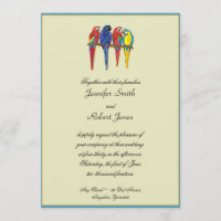 Faire-part de mariage de perroquets tropicaux