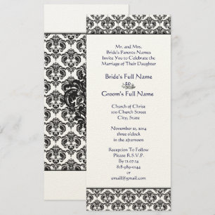 Faire-part de mariage de persiennes Damas noires