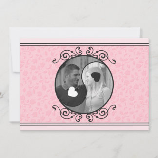 Faire-part de mariage de photo de Yin floral rose