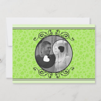 Faire-part de mariage de photo de Yin floral vert