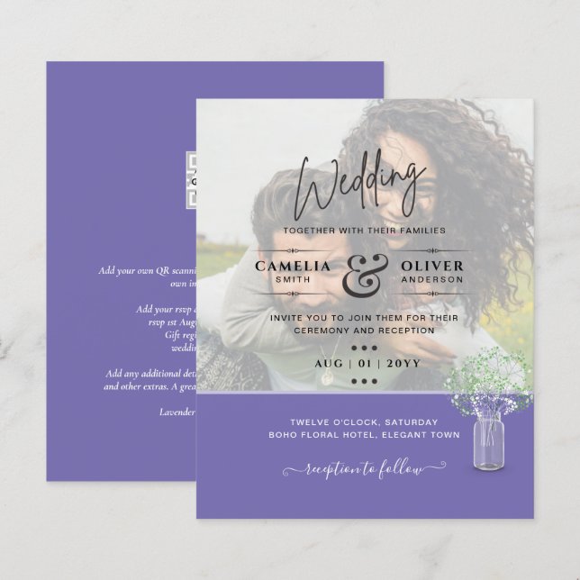 FAIRE-PART DE MARIAGE de PHOTO Enregistrer la date (Devant / Derrière)