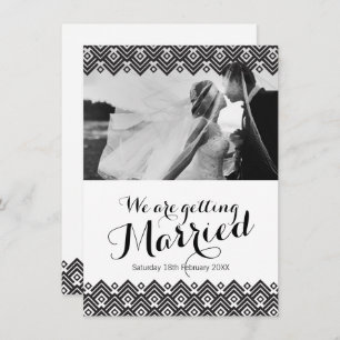 Faire-part de mariage de photo géométrique en noir