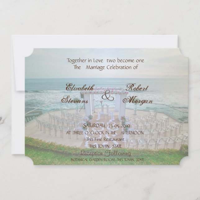 Faire-Part de Mariage de Plage Adorable (Devant)