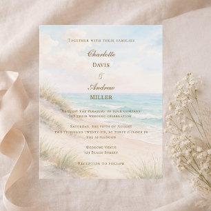 Faire-part de mariage de plage côtière