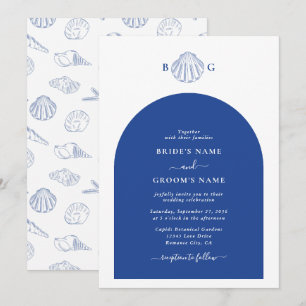 Faire-part de mariage de plage côtière Coquilles S