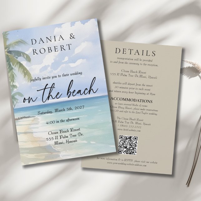 Faire-part de mariage de plage de destination (Créateur téléchargé)