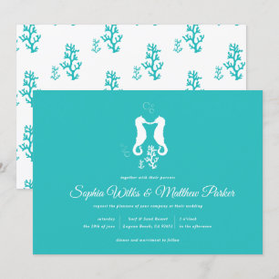Faire-part de mariage de plage d'hippocampe de