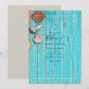 Faire-part de mariage de plage rustique turquoise