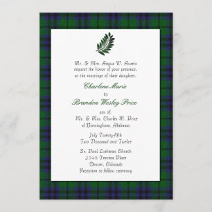 Faire-part de mariage de plaid de tartan