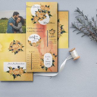 Faire-part de mariage de pliage à trois lettres pe