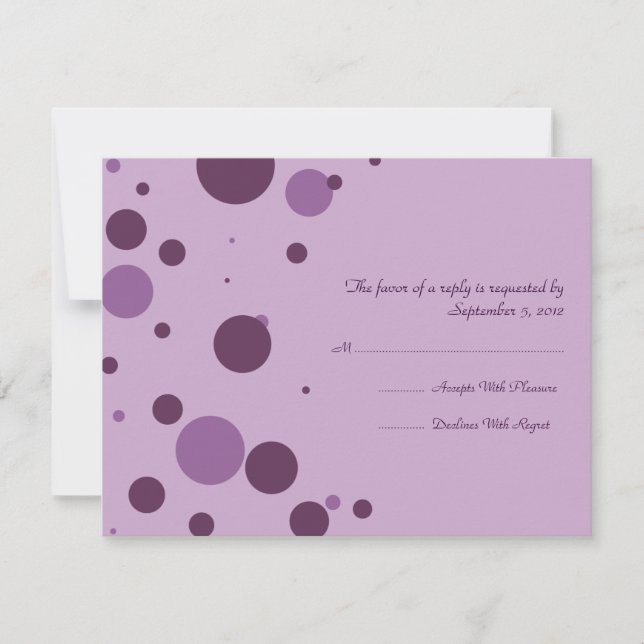 Faire-part de mariage de point Polka violet RSVP (Devant)