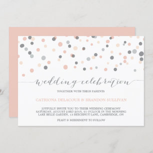 Faire-part de mariage de points Confetti gris et b