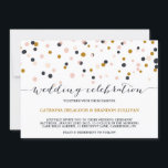 Faire-part de mariage de points Confetti rose et o<br><div class="desc">Carte Confetti Faire-part de mariage moderne avec des points de confettis bleu,  or et violet foncé. Des éléments correspondants et d'autres couleurs sont disponibles.</div>