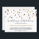 Faire-part de mariage de points Confetti rose et o<br><div class="desc">Carte Confetti Faire-part de mariage moderne avec des points de confettis bleu,  or et violet foncé. Des éléments correspondants et d'autres couleurs sont disponibles.</div>