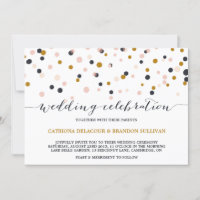 Faire-part de mariage de points Confetti rose et o