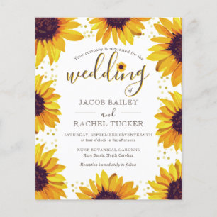 Faire-part de mariage de points de tournesol jaune